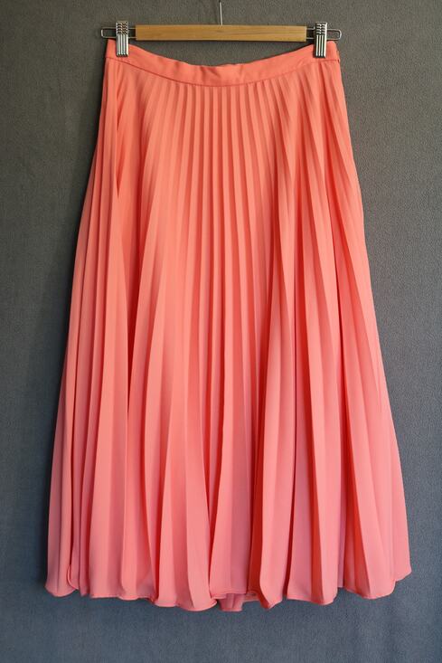 1. State Dresses & Skirts - 1State Maxi Skirt Size 4 Salmon Pink Striped Flowy Pleated Sheer‎ Feminine Chic